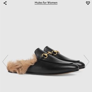 Gucci Princetown Black "Fur" Mules size 8